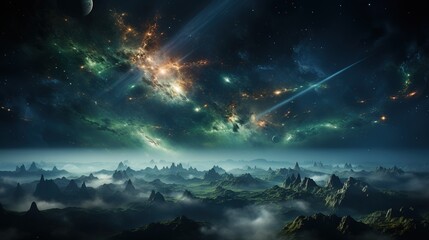 Fantasy alien planet. cosmic space