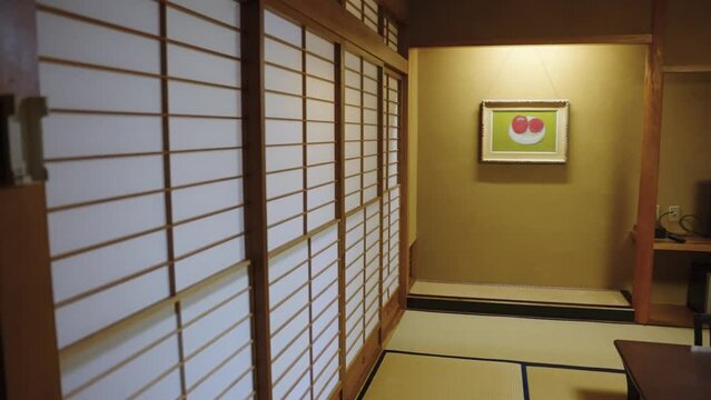 Traditional Shoji Walls in Ryokan Inn, Simple Japanese Hotel