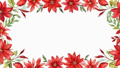 Add a pop of color to your design with our watercolor red floral frame mockup. Vibrant blooms embrace the open space, awaiting your content