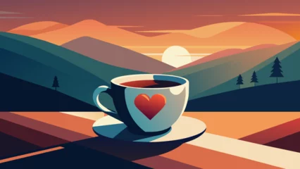 Foto op Plexiglas cup of coffee on the mountain © Radha