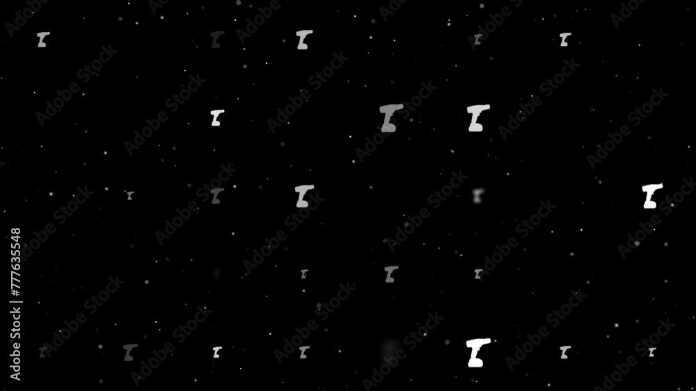 Poster template animation of evenly spaced electric screwdriver symbols of different sizes and opacity. ani
