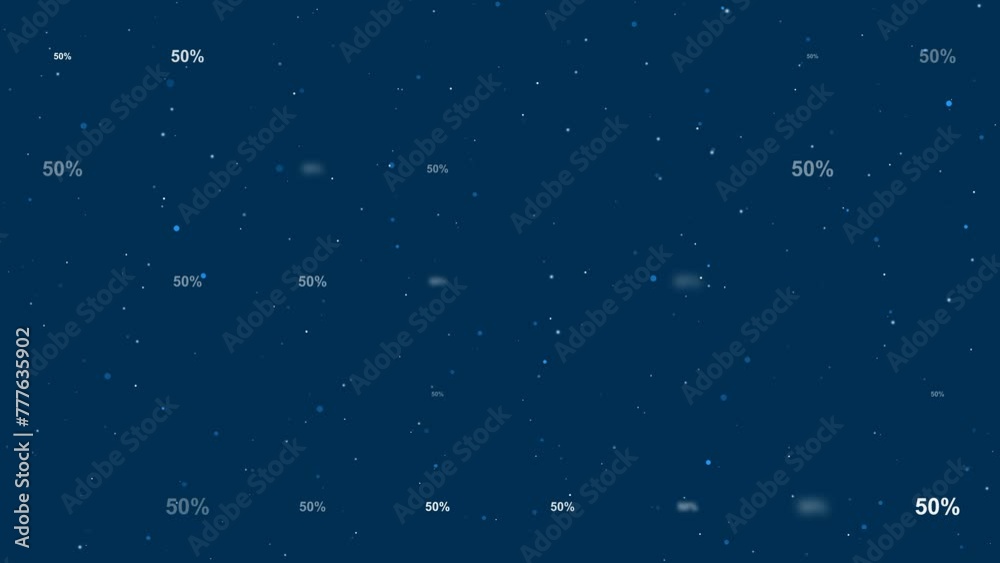 Poster template animation of evenly spaced 50 percent symbols of different sizes and opacity. animation of 