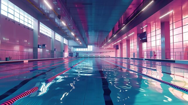 Visualize the magic of AI as it paints the canvas of an Olympic swimming pool, a digital sanctuary where dreams transform into pixels, and the boundaries between 