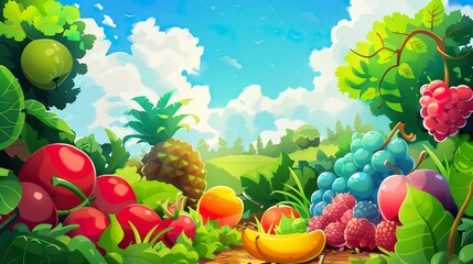 Obraz na płótnie Canvas fruity and vegetables game background