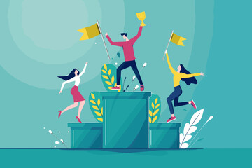 Winning the Business Competition: Comparing Performance Metrics for Profit and Employee Success - obrazy, fototapety, plakaty