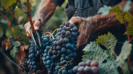 Hands Picking Grapes at Vineyard