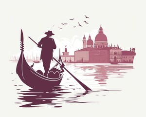 A gondolier navigates the Venetian canals, his oar stirring stories of waterways and romance,