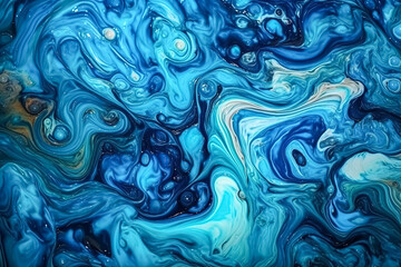 A blue and white swirl of paint with a lot of white dots