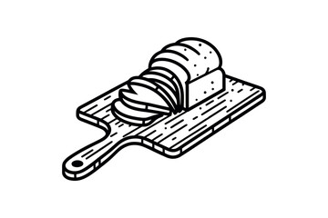 bread on a cutting board in one line. one line vector illustration. sliced bread. - obrazy, fototapety, plakaty