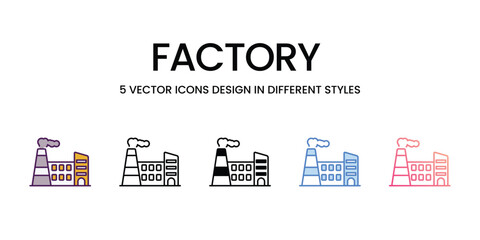 Factory  Icons different style vector stock illustration
