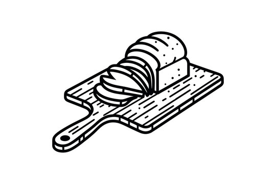 bread on a cutting board in one line. one line vector illustration. sliced bread.