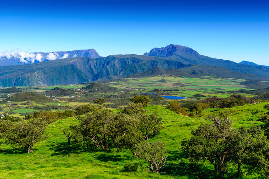 Landscape of Piton des Neiges peak and nature at Reunion Island