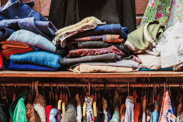 clothes in a wardrobe