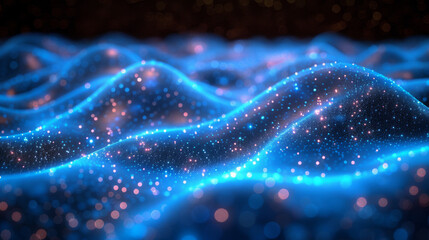 beautiful abstract wave technology background with blue light digital effect corporate concept.