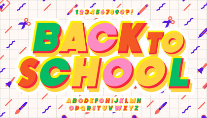 Back to school banner modern typography cute style memphis background for poster, post social media vector 10 eps