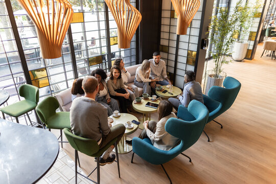 group of friends in a vegan restaurant