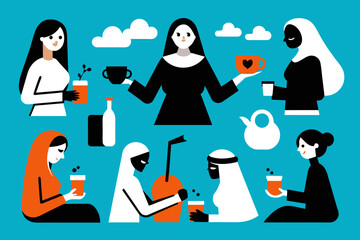 Various Situational Poses Reflecting Daily Activities such as Conversations, Drinks, and Socializing