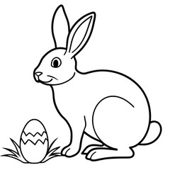 Easter Rabbit on the Lawn Vector Illustration for Festive Designs