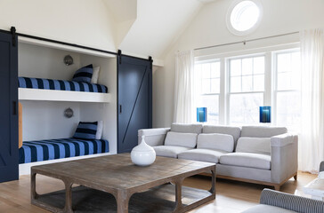 Bunk Bed in modern Bedroom of contemporary home interior 