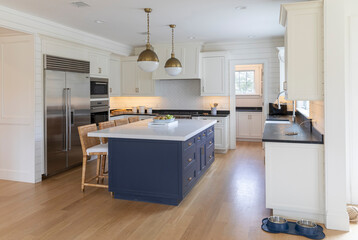 House kitchen Island brass chandelier 