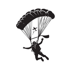 Skydiver silhouette parachuting vector illustration