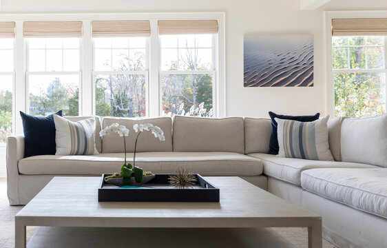 Open Concept contemporary home interior coffee table 