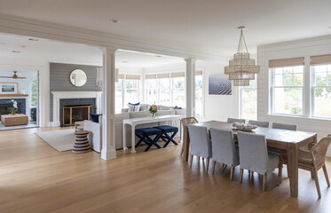 Contemporary home dining room view to living room 