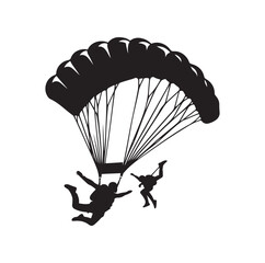 Skydiver silhouette parachuting vector illustration