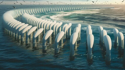 A realistic depiction of a tidal energy farm - obrazy, fototapety, plakaty