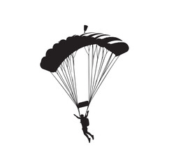 Skydiver silhouette parachuting vector illustration