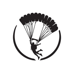 Skydiver silhouette parachuting vector illustration