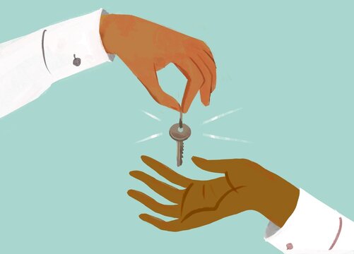 hands with the key