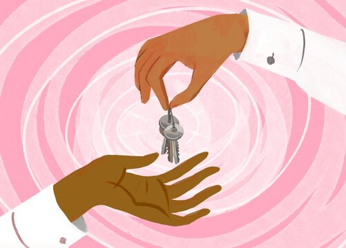 hands with the key