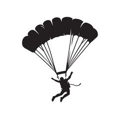 Skydiver silhouette parachuting vector illustration
