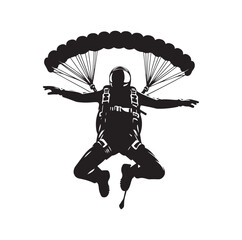 Skydiver silhouette parachuting vector illustration