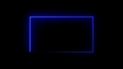 Neon sign in rectangle shape. Bright neon light, illuminated rectangle frame.