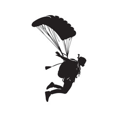 Skydiver silhouette parachuting vector illustration