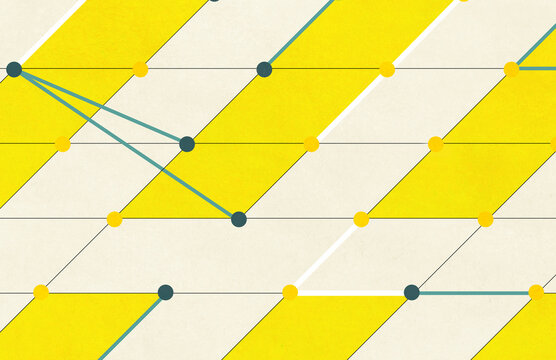 Yellow Geometrical Lattice Mathematical Diagram
