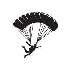 Skydiver silhouette parachuting vector illustration