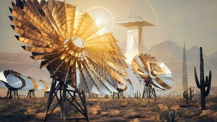 A detailed drawing of a concentrated solar power plant