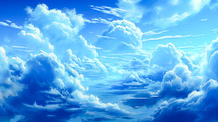 A beautiful blue sky with clouds and a calm ocean - Powered by Adobe