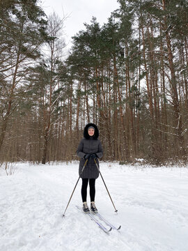 Candid Image Of Woman On The Skis