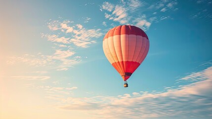 Naklejka premium hot air balloon soaring high in the endless blue sky!
