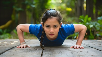 Conquering the weight of the world with pushups: The story of a determined girl. Concept Determination, Fitness Journey, Pushup Progress, Overcoming Challenges, Strength Training