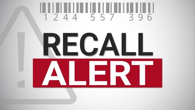 Recall alert. Dynamic barcode with headline text and exclamation sign. Intro for recall warnings.