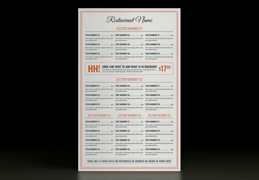 Classy Elegant Food Menu Page Template