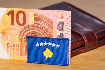 Kosovo euro, Kosovo's entry into the euro zone, financial concept, Common European currency, Kosovo symbol and wallet with euro banknotes - 777649103