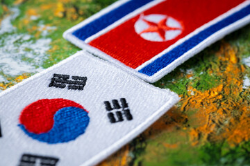 Flags of North and South Korea facing each other, Concept of historical past of neighboring countries