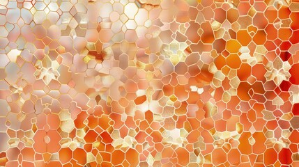 tile pattern in an abstract geometric style, combining vivid orange, shimmering gold, and crisp white for a premium wallpaper texture. - obrazy, fototapety, plakaty