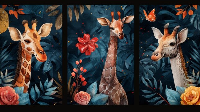 Tropical jungle animals seamlessly woven into the design
